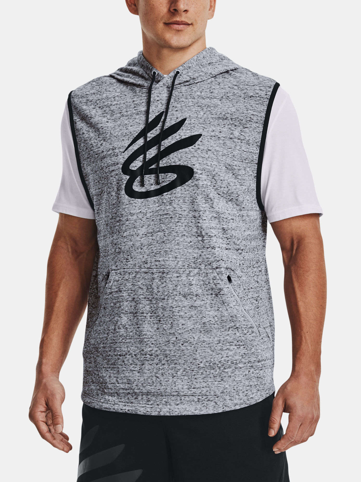 Mikina Under Armour CURRY SLEEVELESS  HOODIE-GRY (1)