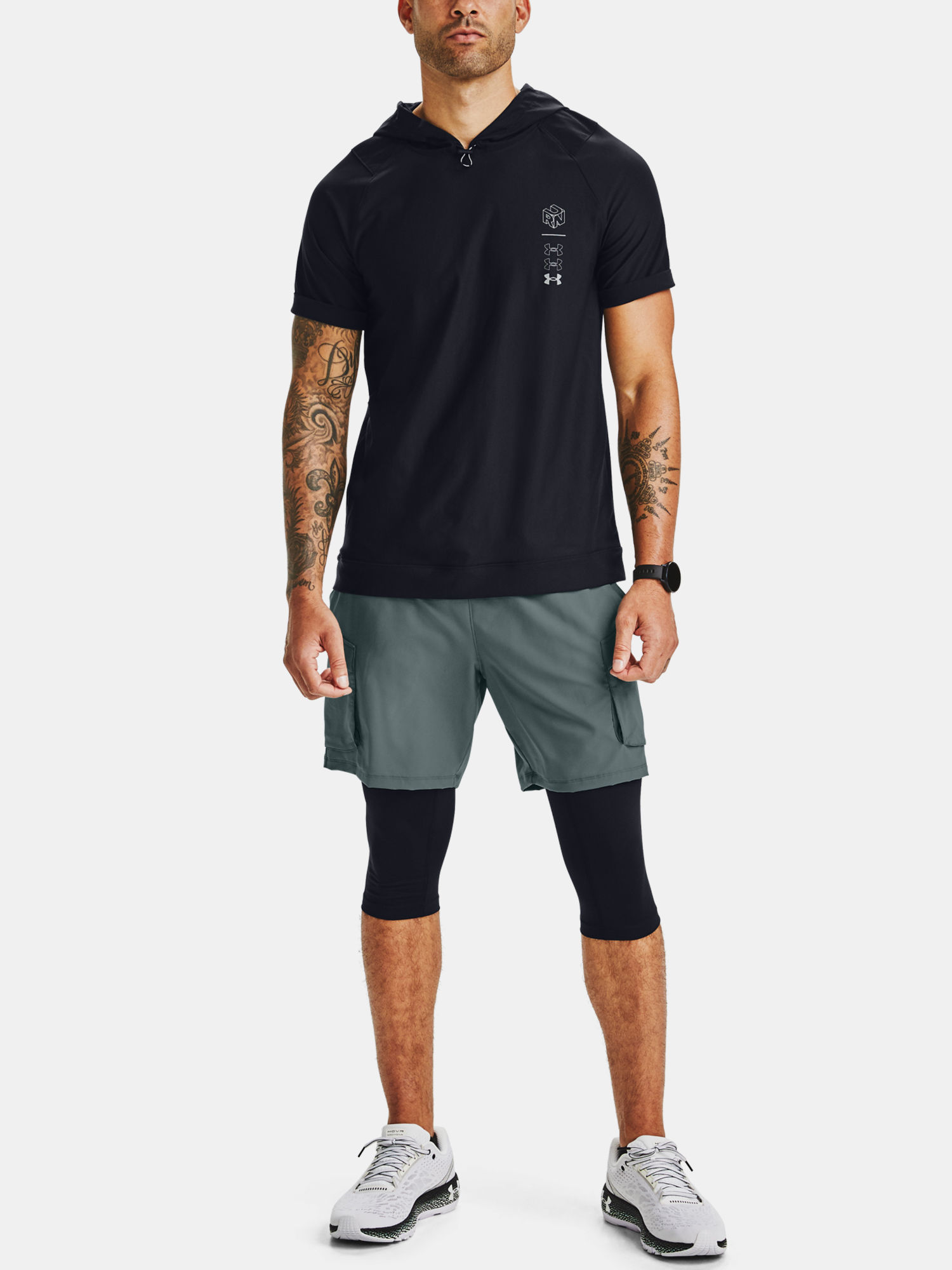 Mikina Under Armour Run Anywhere Hooded SS-BLK (7)