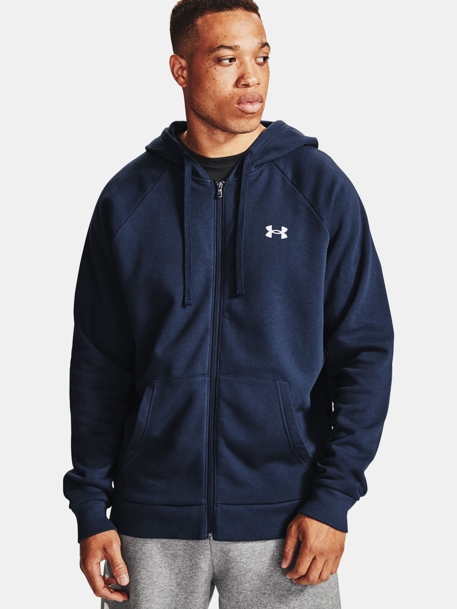 Mikina Under Armour UA Rival Cotton FZ Hoodie-NVY (1)