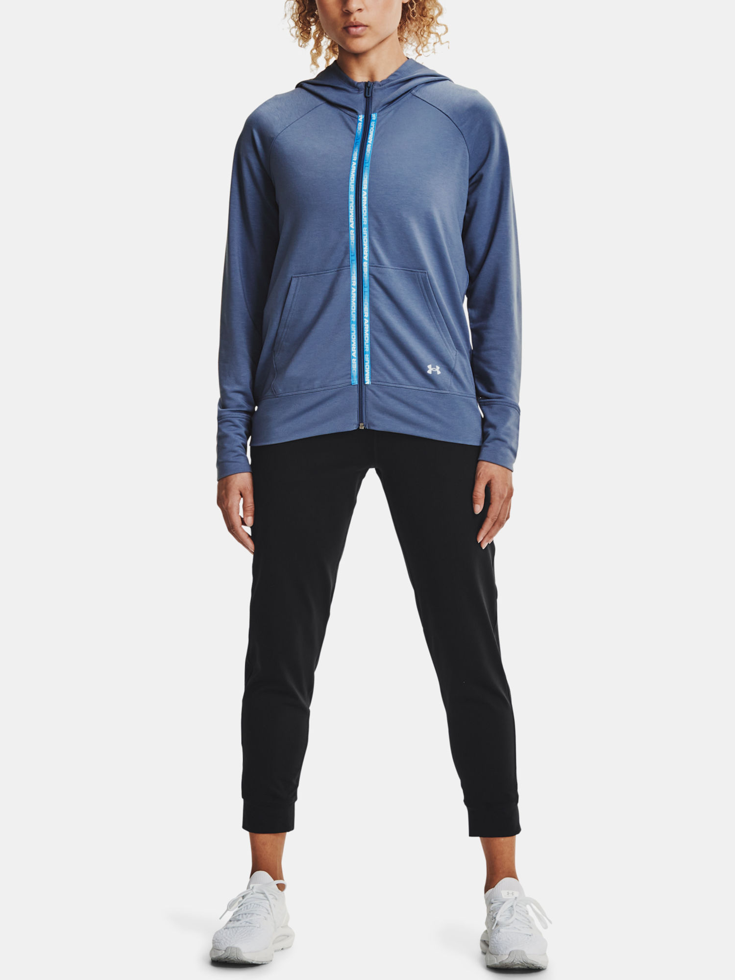 Mikina Under Armour Rival Terry Taped FZ Hoodie-BLU (6)