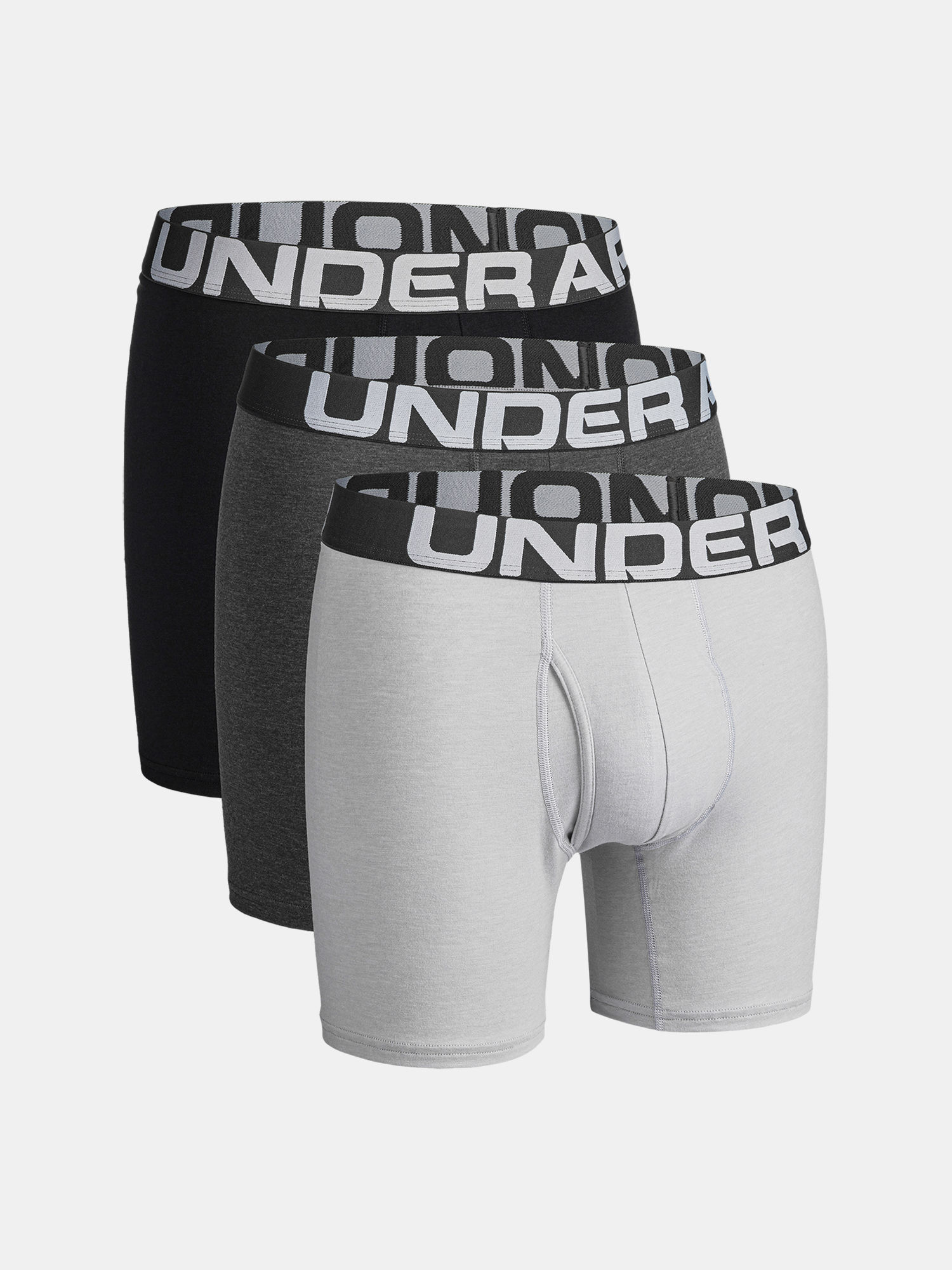 Boxerky Under Armour Charged Cotton 6in 3 Pack-GRY (1)