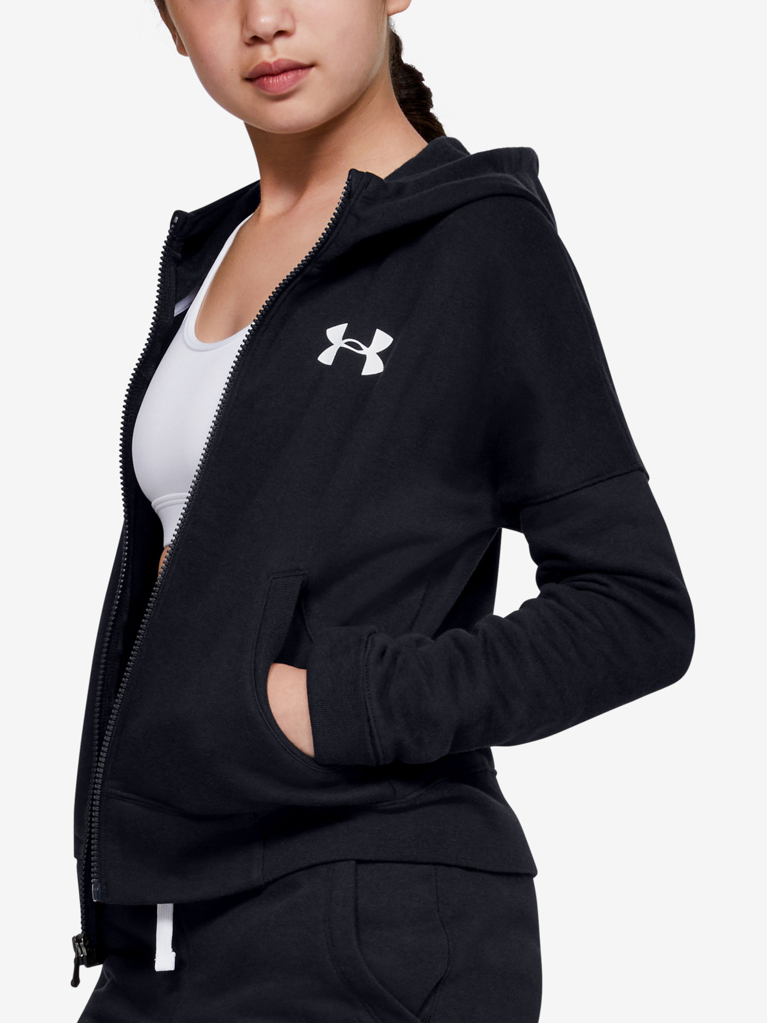 Mikina Under Armour Rival Fz Hoodie-Blk (3)