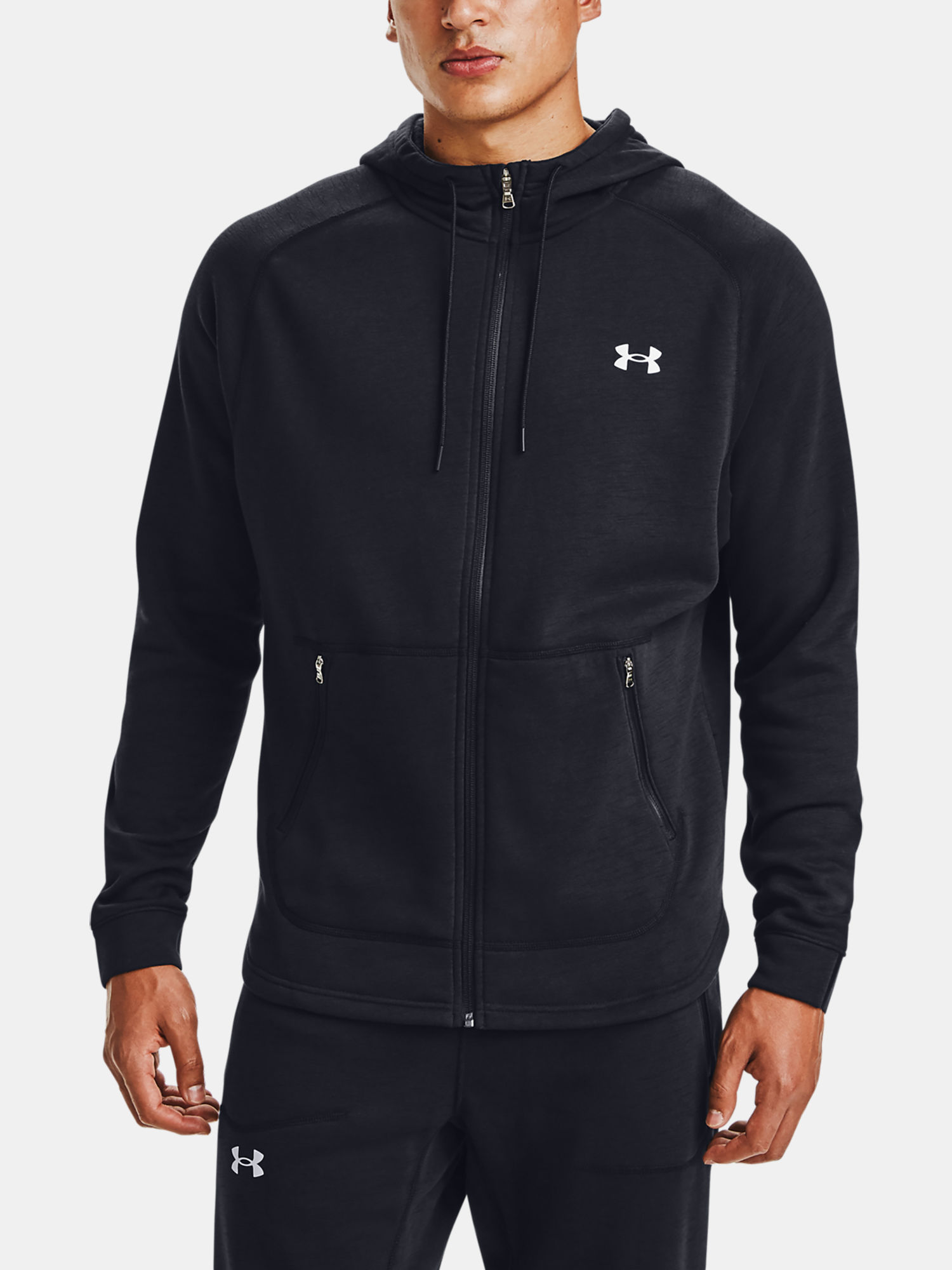 Mikina Under Armour Charged Cotton FLC FZ HD-BLK (1)