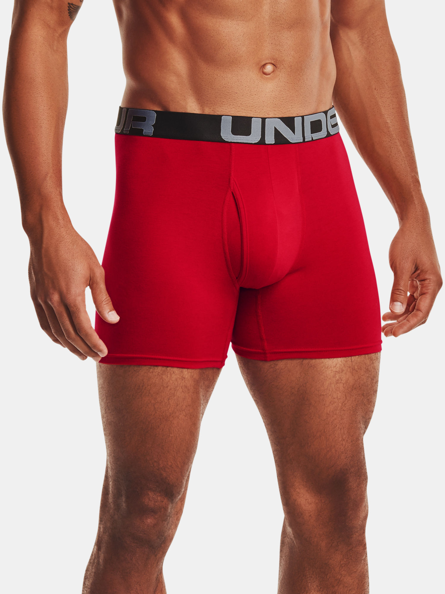 Boxerky Under Armour Charged Cotton 6in 3 Pack-RED (1)